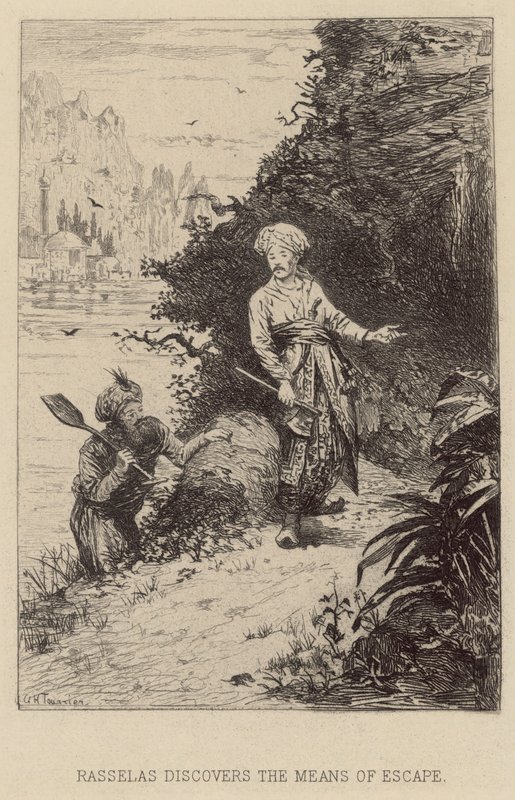 Rasselas kaçış yolunu keşfeder (gravür) by Alfred Holst Tourrier