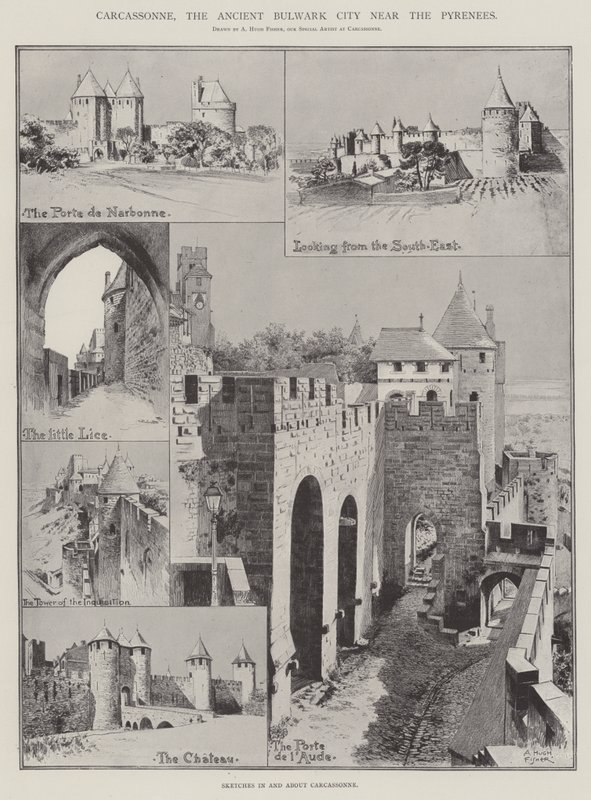 Carcassonne, Pireneler yakınlarındaki Antik Siper Şehri by Alfred Hugh Fisher