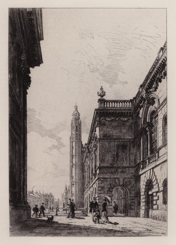 Cambridge: Senato Binası ve Üniversite Kütüphanesi (gravür) by Alfred Louis Brunet Debaines