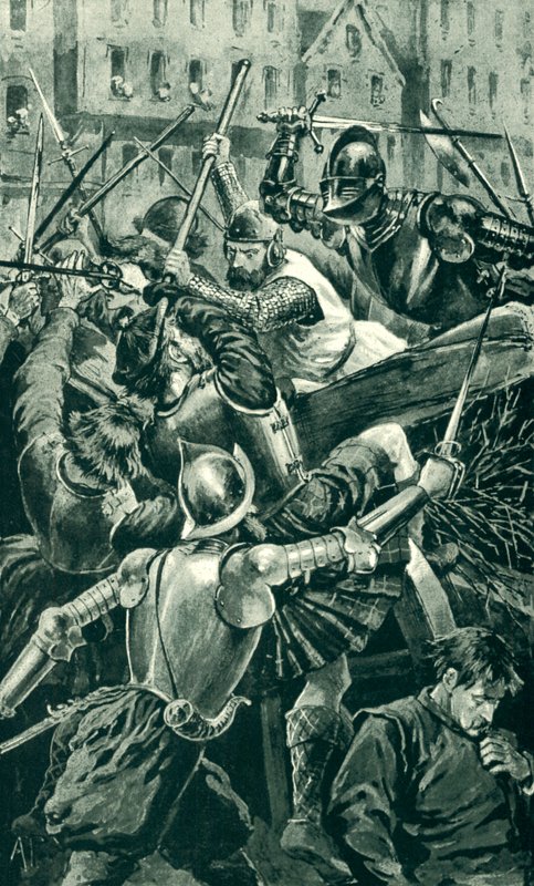 The Earl of Angus and his spearmen attacked by Sir Patrick Hamilton  by Alfred Pearse