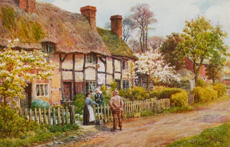 Cottages at Welford on Avon, Warwickshire  by Alfred Robert Quinton