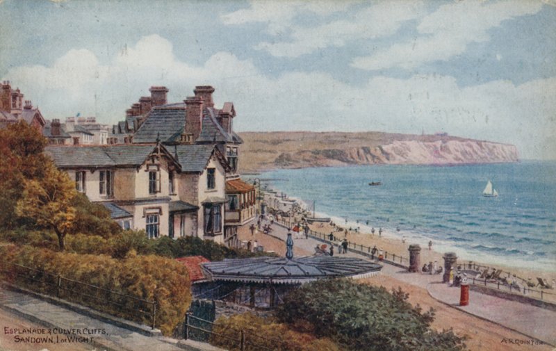 Esplanade ve Culver Cliffs, Sandown, I of Wight by Alfred Robert Quinton