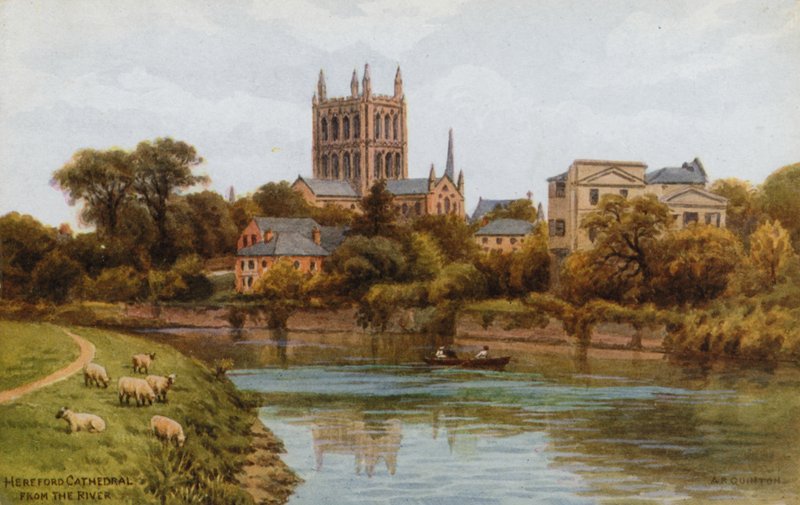 Hereford Cathedral, from the River  by Alfred Robert Quinton