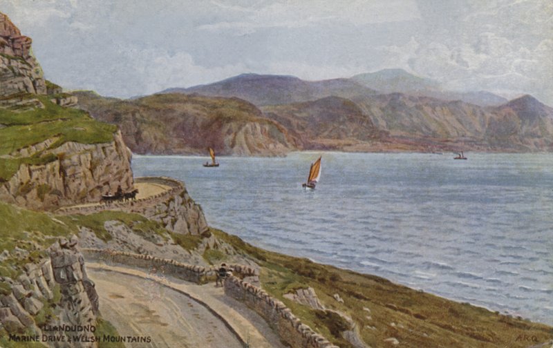 Llandudno, Deniz sürüşü ve Galler Dağları by Alfred Robert Quinton