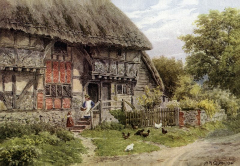 Old Cottage, Bignor, Sussex (renkli taş) by Alfred Robert Quinton