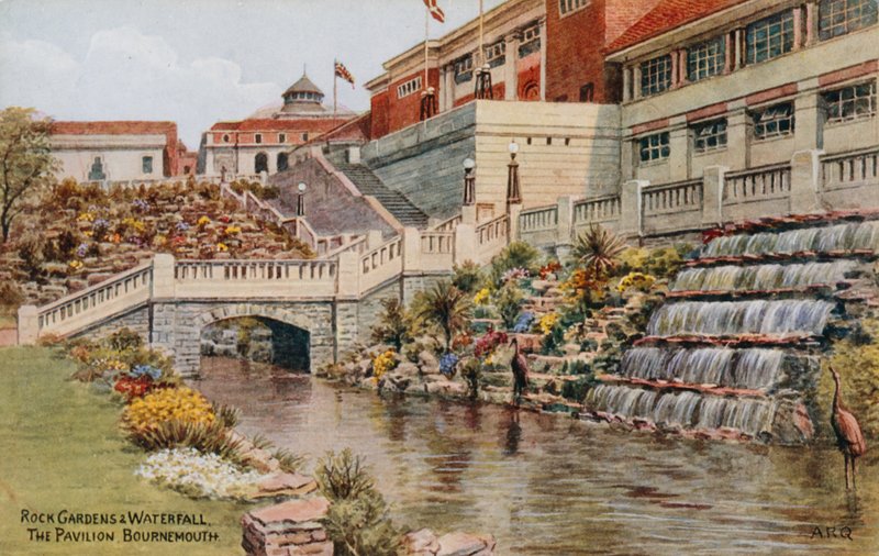 Rock Gardens and Waterfall, The Pavilion, Bournemouth  by Alfred Robert Quinton