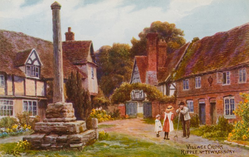 Village Cross, Tewkesbury yakınlarındaki Ripple by Alfred Robert Quinton