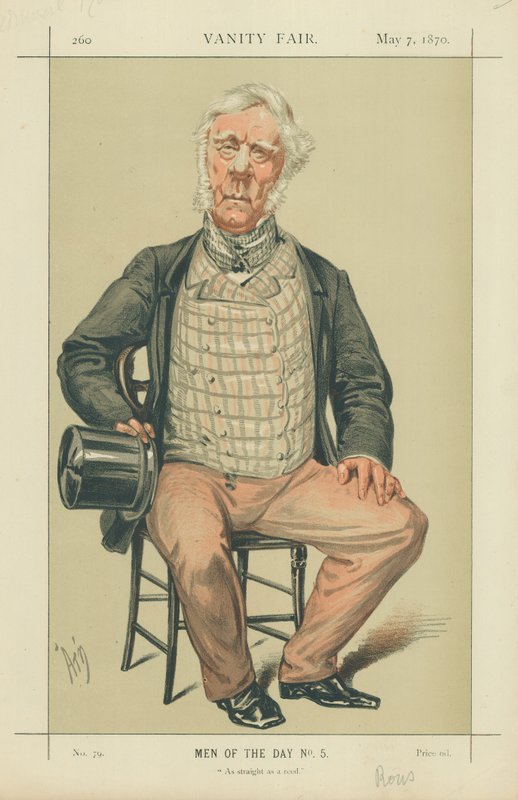 Amiral Rous, Bir kamış gibi düz, 7 Mayıs 1870, Vanity Fair karikatürü by Alfred Thompson