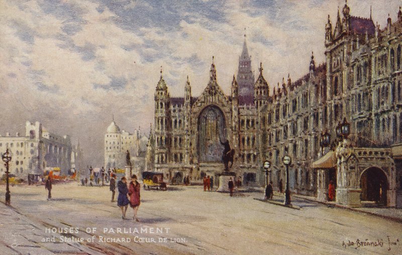 Parlamento Binaları ve Richard Coeur de Lion Heykeli by Alfred de Breanski