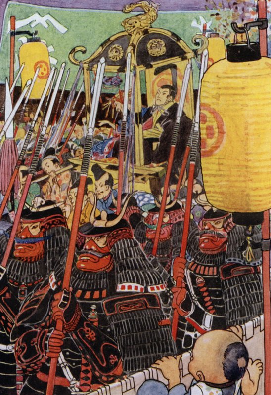 Mikado'nun Öyküsü için İllüstrasyon (renkli taş) by Alice Bolingbroke (after) Woodward