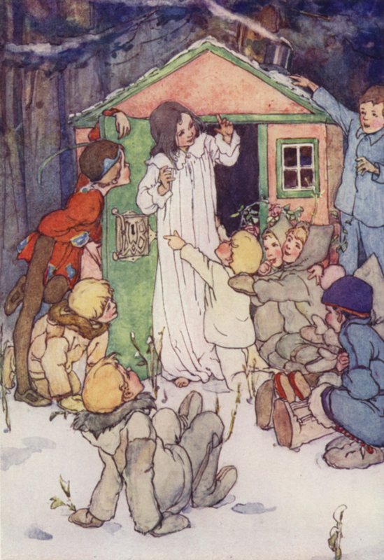 Kayıp Çocuklar onun önünde diz çöktü (renkli taş) by Alice Bolingbroke (after) Woodward