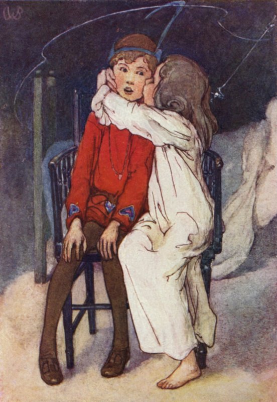 Wendy nazikçe yanağını öptü (renkli taş) by Alice Bolingbroke (after) Woodward