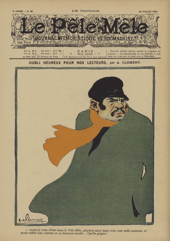 Okurlarımız için mutlu unutkanlıklar. Le Pele-Mele için çizim, 1902 by Aline Clement