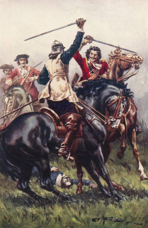 Bir Ironside ve bir Cavalier (renkli taş) arasındaki dövüş by Allan (after) Stewart