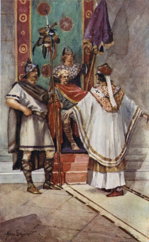 Aziz Paulinus ve Kral Edwin (renkli taş) by Allan (after) Stewart