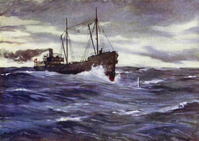 Collier Thordis bir Alman denizaltısına çarpmak üzere by Allan (after) Stewart