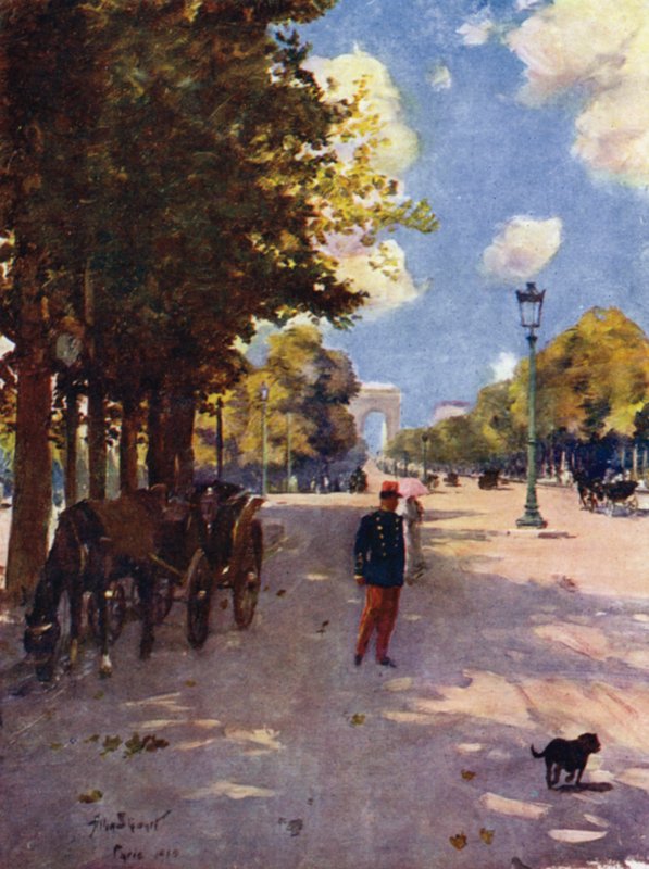 Paris: Champs-Elysees ve Arc de Triomphe (renkli taş) by Allan Stewart