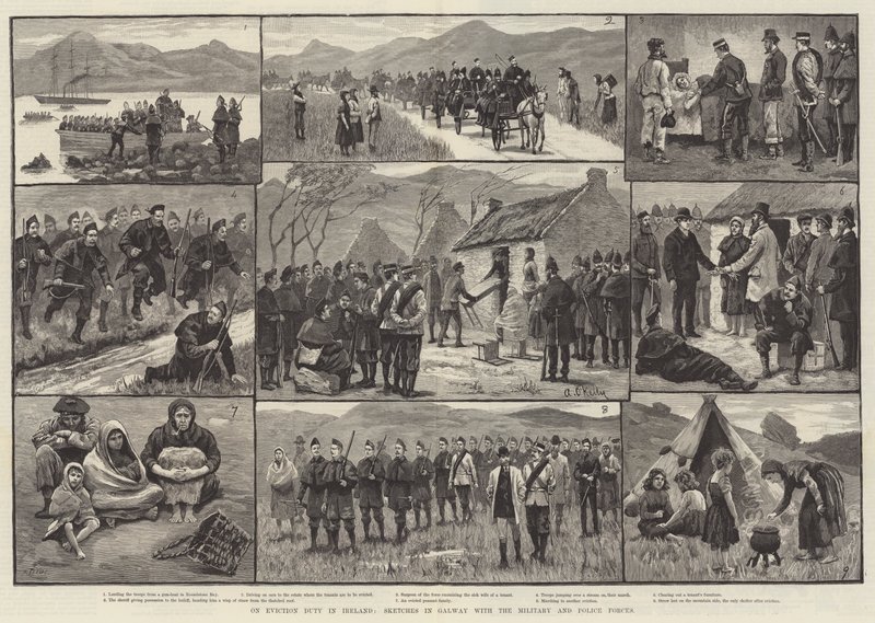 İrlanda'da Tahliye Görevinde, Galway'de Askeri ve Polis Güçleriyle Taslaklar by Aloysius O