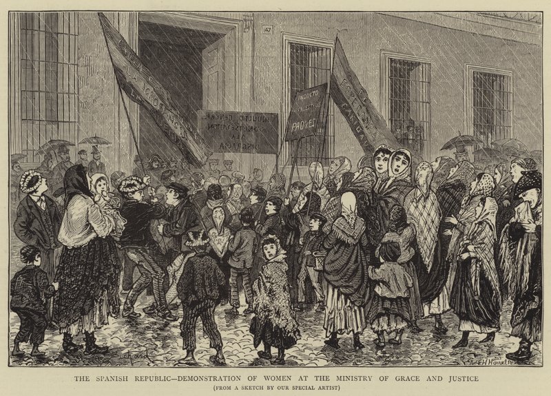İspanya Cumhuriyeti, Grace ve Adalet Bakanlığı'nda Kadınların Gösterisi by Alphonse Adolphe Bichard