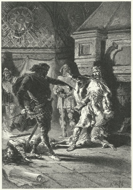 Clovis, Frankların Kralı olarak vasiyetini dayatıyor (gravür) by Alphonse Marie de (after) Neuville