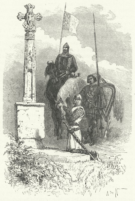Leon Kralı I. Ferdinand bir Haç önünde dua ediyor by Alphonse Marie de (after) Neuville