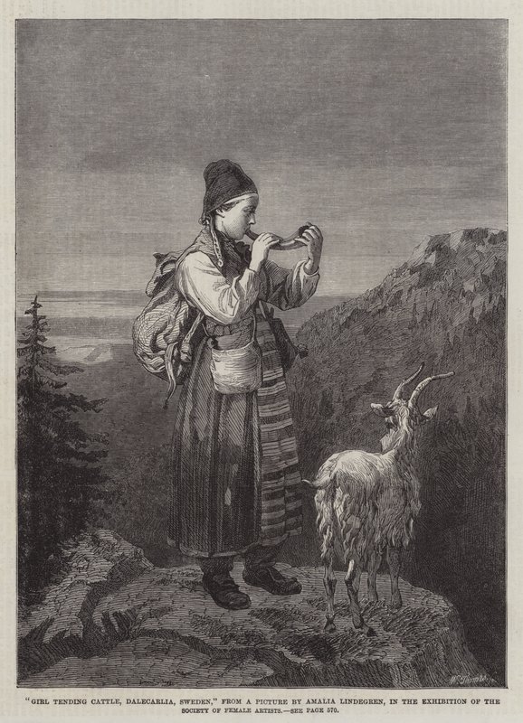 Kadın Sanatçılar Derneği Sergisinde Sığırlara Bakan Kız, Dalecarlia, İsveç by Amalia Lindegren