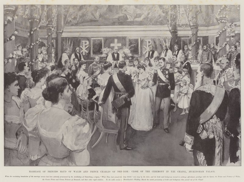 Galler Prensesi Maud ve Danimarka Prensi Charles'ın Evliliği, Buckingham Sarayı Şapel'deki Törenin Kapanışı by Amedee Forestier