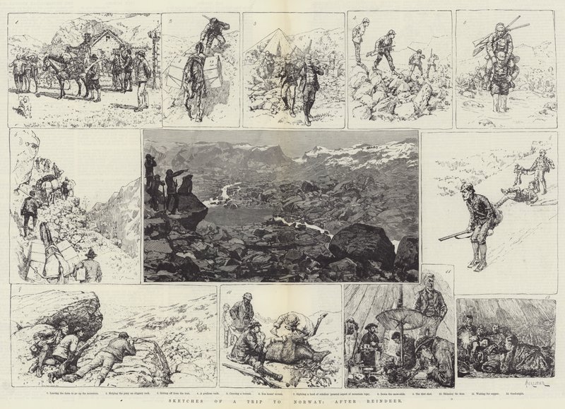 Ren Geyiklerinden Sonra Norveç Gezisinden Çizimler by Amedee Forestier