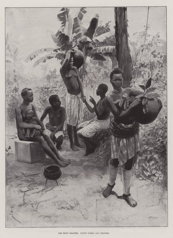 Benin Felaketi, Yerli Kadınlar ve Çocuklar by Amedee Forestier