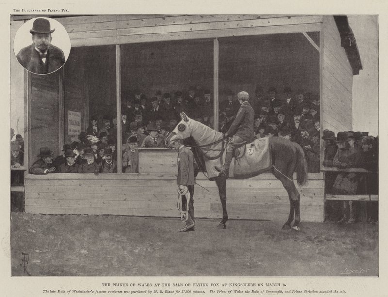 The Prince of Wales at the Sale of Flying Fox at Kingsclere on 8 March  by Amedee Forestier