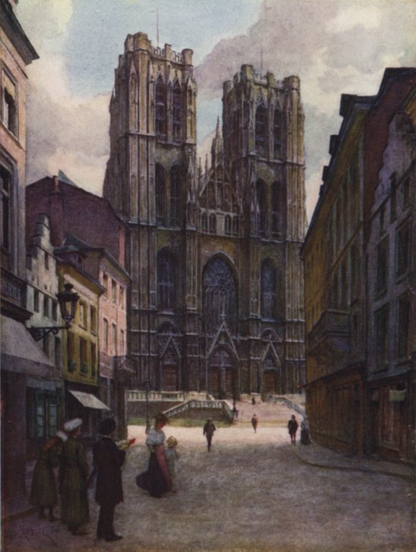 The Cathedral of Ste Gudule, Brussels  by after Amedee Forestier