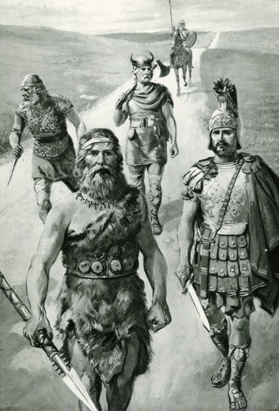 İngiltere Yolları: Eski İngiliz Şefi, Romalı Asker, Sakson, Danimarkalı ve Norman by Amedee Forestier