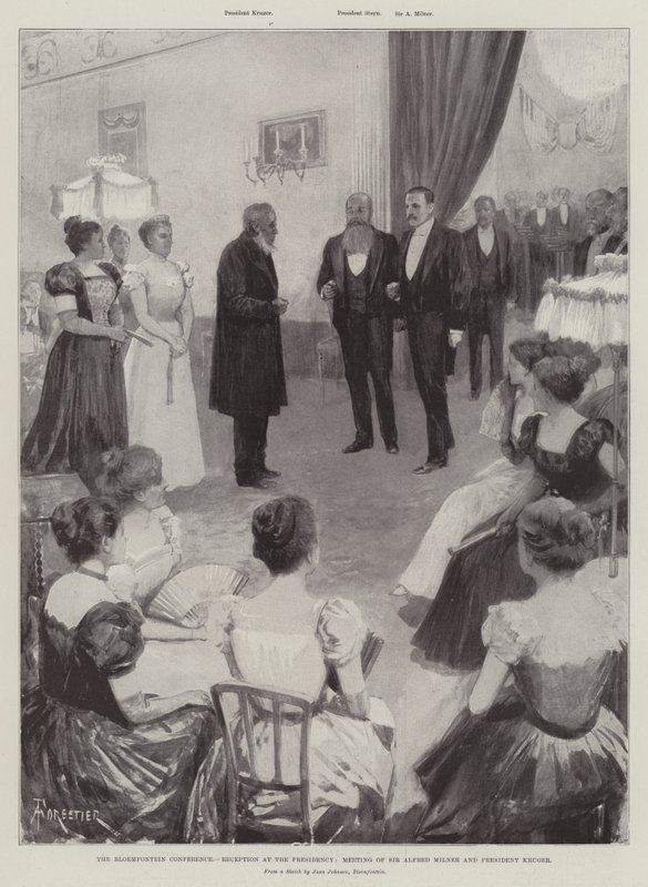 Bloemfontein Konferansı, Başkanlık Resepsiyonu, Sir Alfred Milner ve Başkan Kruger'in Toplantısı by Amedee Forestier