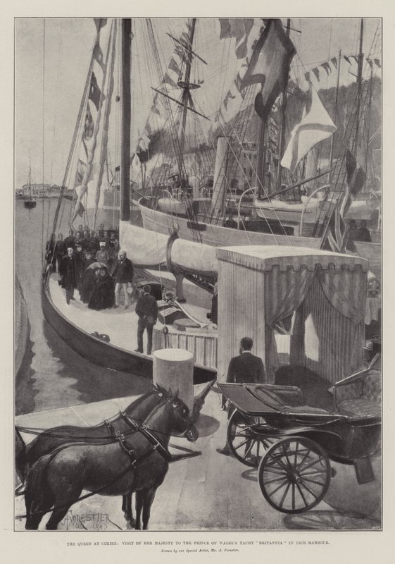 Kraliçe Cimiez'de, Majestelerinin Galler Prensi'nin Nice Limanı'ndaki Britannia Yatını Ziyareti by Amedee Forestier