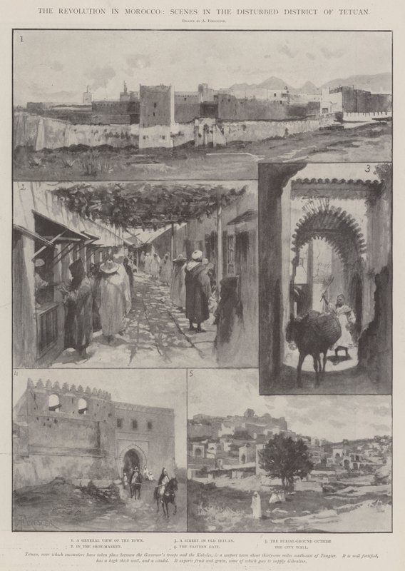 Fas'ta Devrim, Tetuan'ın Rahatsız Edilmiş Bölgesindeki Manzaralar by Amedee Forestier