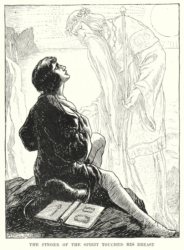 Ruhun parmağı göğsüne dokundu (gravür) by Amelia M. (attr.to) Bowerley or Bauerle