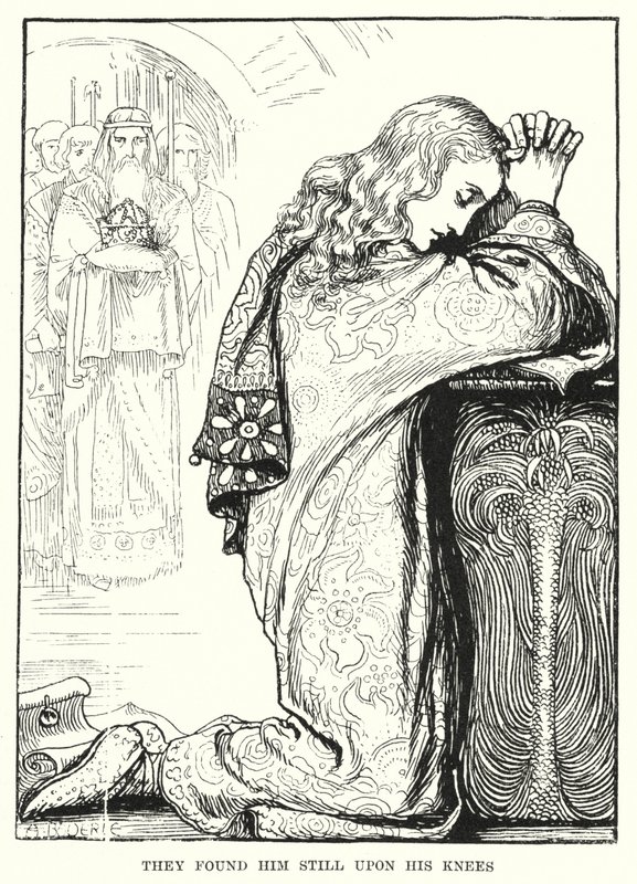 Onu hala dizlerinin üzerinde buldular (gravür) by Amelia M. (attr.to) Bowerley or Bauerle