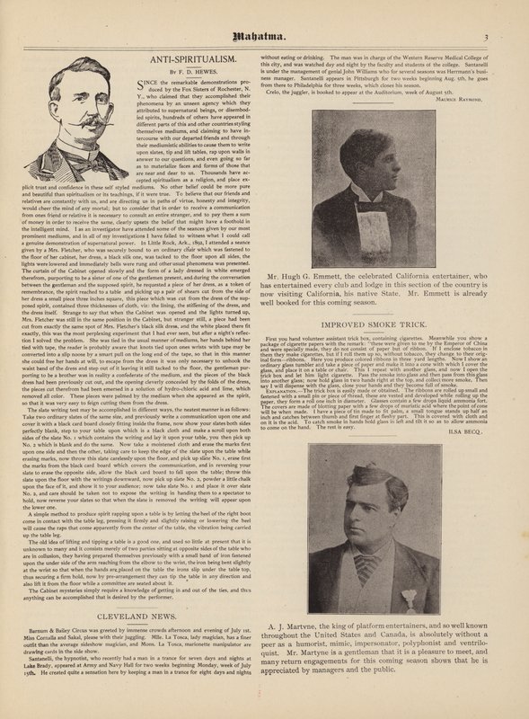 Anti-Spitüalizm, FD Hewes, Hugh G Emmett, AJ Martvne by American School