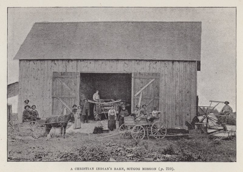 Bir Hristiyan Kızılderilisinin ahırı, Scugog görevi (s/b fotoğraf) by American Photographer (after)