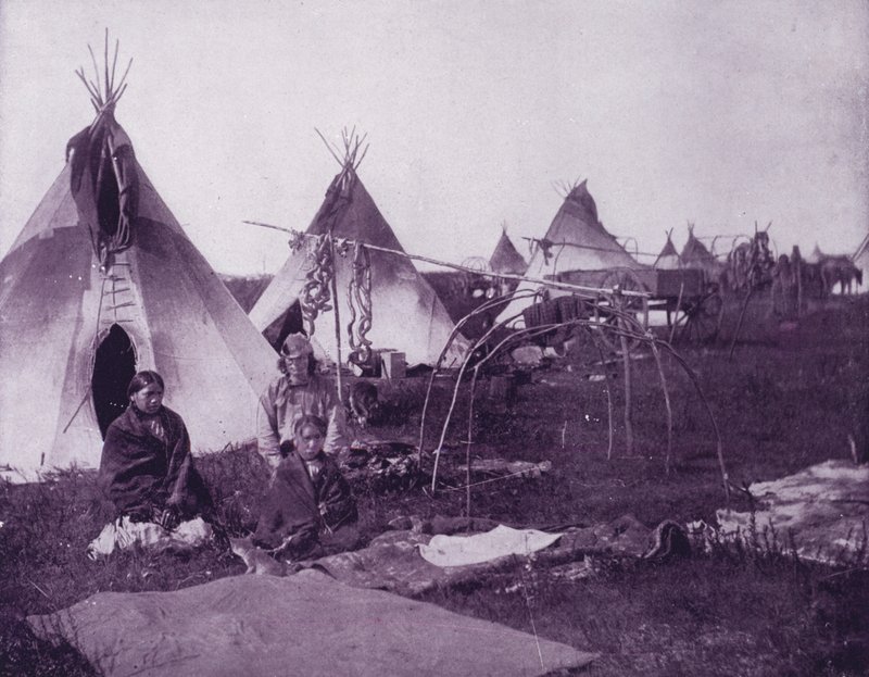 Sioux Kızılderililerinin kampı, Dakota (s/b fotoğraf) by American Photographer (after)