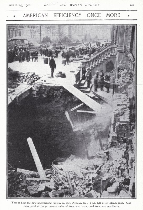 Park Avenue'deki metro tünelinin bir kısmının çöküşü, New York City, ABD, 22 Mart 1902 (s/b fotoğraf) by American Photographer (after)