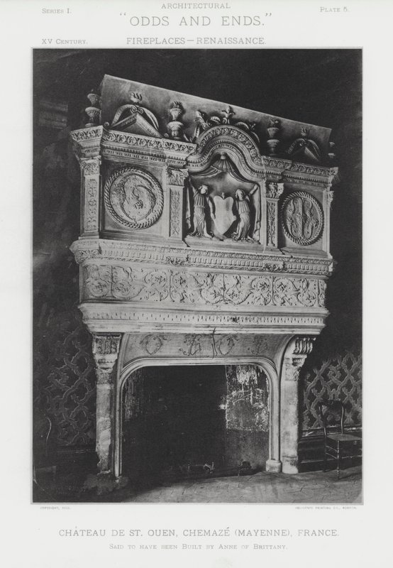 Şömine: Chateau De St Ouen, Chemaze, Mayenne, Fransa (s / b fotoğraf) by American Photographer (after)