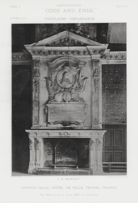Şömine: Grande Salle, Hotel De Ville, Troyes, Fransa (s/b fotoğraf) by American Photographer (after)