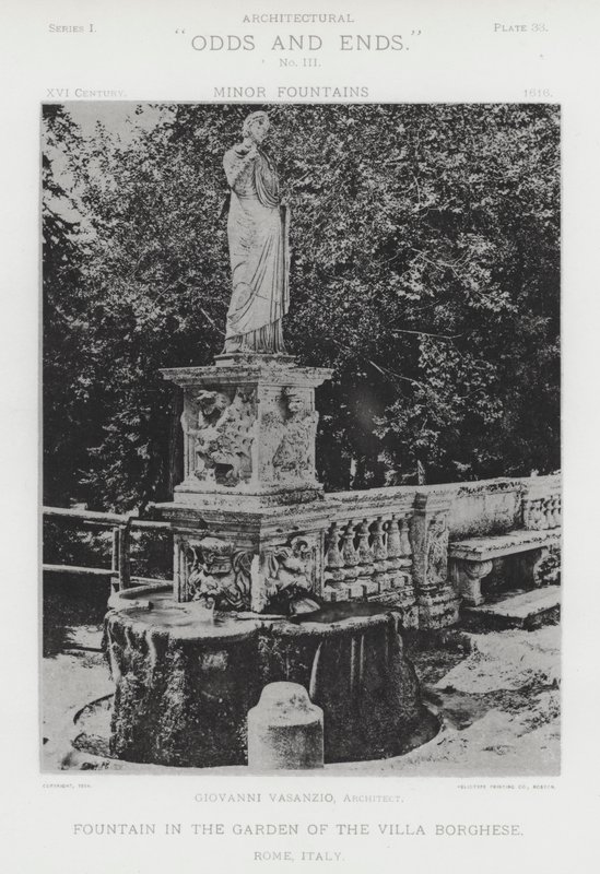 Villa Borghese Bahçesindeki Çeşme, Roma, İtalya (s/b fotoğraf) by American Photographer (after)