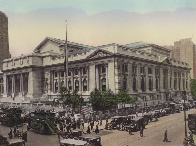 New York: Halk Kütüphanesi, Fifth Avenue ve West 42nd Street (fotoğraf) by American Photographer (after)
