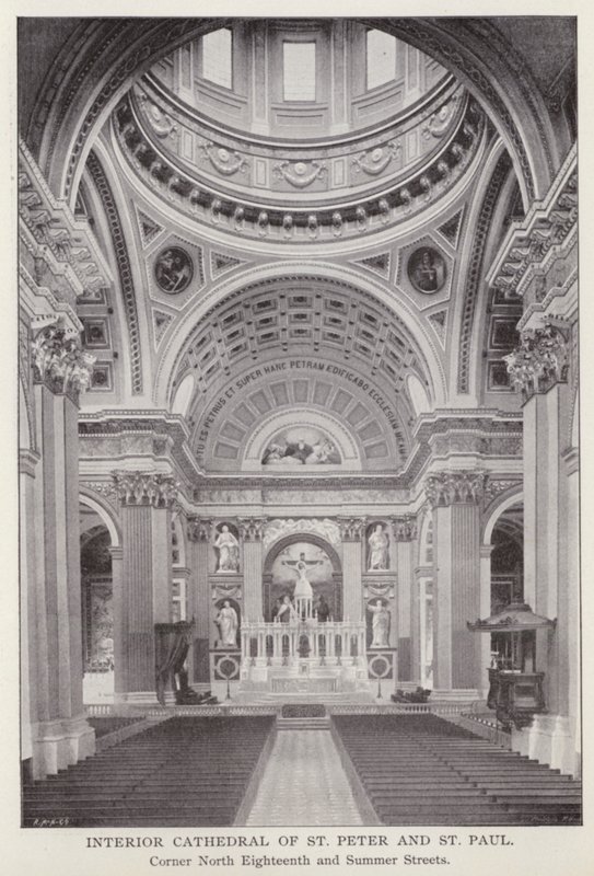 Philadelphia: St Peter ve St Paul İç Katedrali, Corner North Onsekizinci ve Yaz Sokakları (s/b fotoğraf) by American Photographer (after)