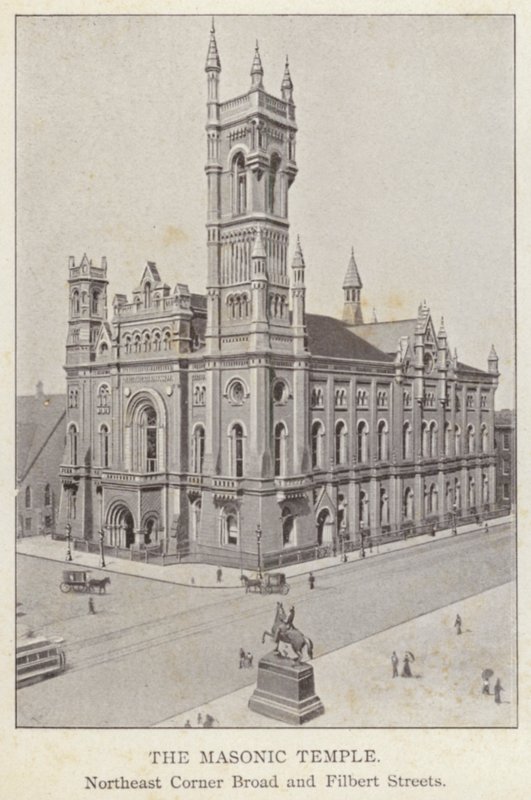 Philadelphia: Mason Tapınağı, Kuzeydoğu Köşesi Geniş ve Filbert Sokakları (s/b fotoğraf) by American Photographer (after)