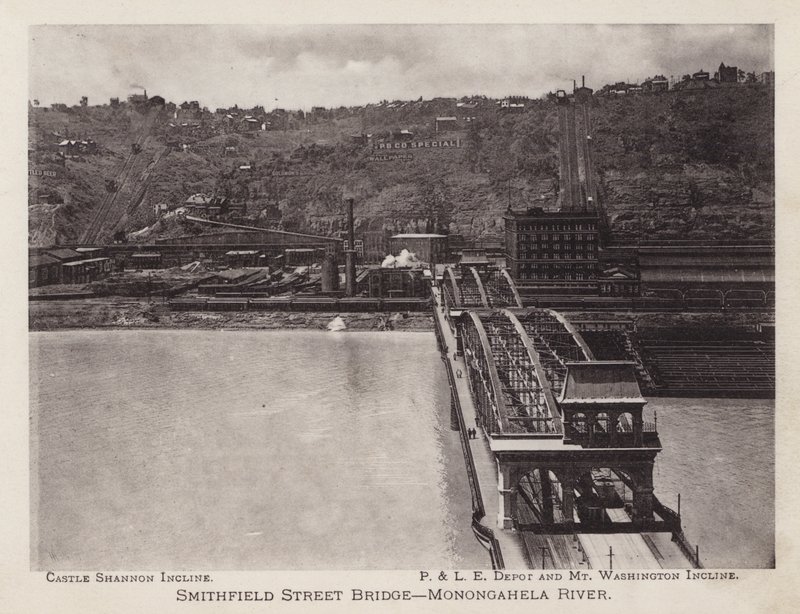 Pittsburgh: Smithfield Street Köprüsü, Monongahela Nehri (s/b fotoğraf) by American Photographer (after)