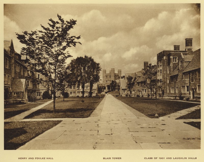 Princeton Üniversitesi: Henry ve Foulke Hall; Blair Kulesi; 1901 Sınıfı ve Laughlin Salonları (s/b fotoğraf) by American Photographer (after)