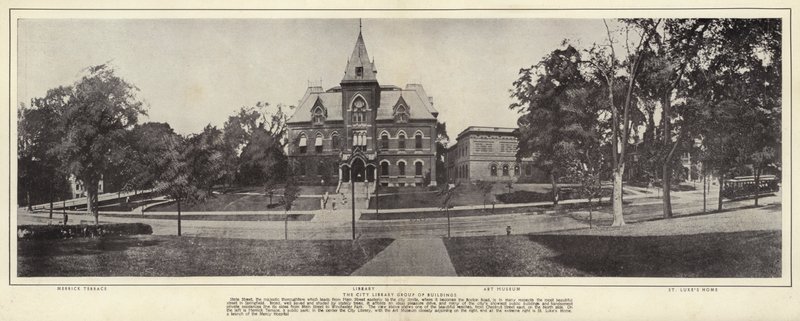 Springfield, Massachusetts: Şehir Kütüphanesi Binalar Grubu (s/b fotoğraf) by American Photographer (after)